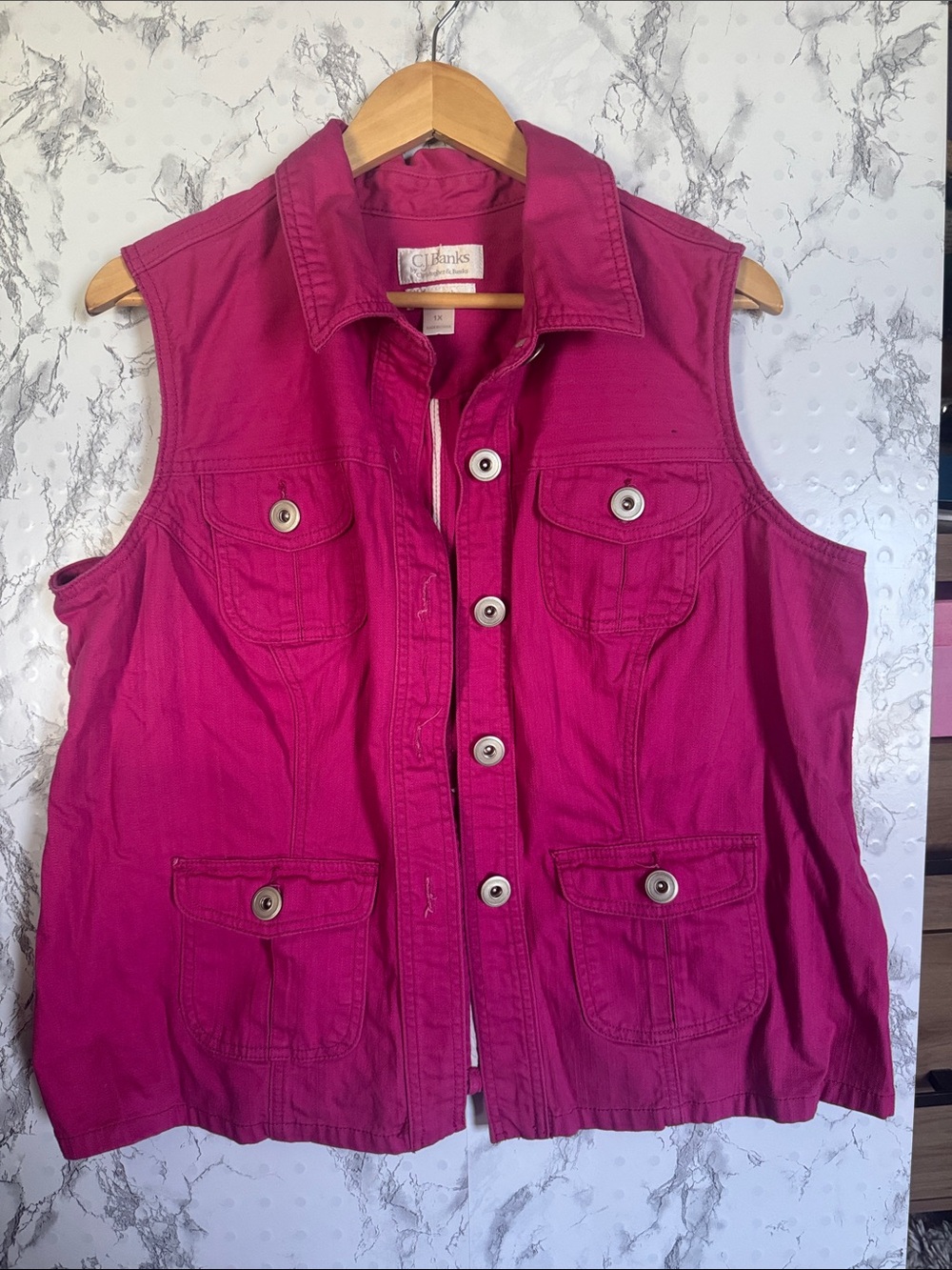 CJ Banks by Christopher & Banks Vest Pink Size 1X